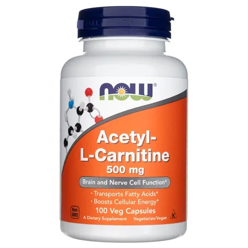 Acetyl-L-Carnitin 500 mg - NOW Foods - Sportnahrung für mehr Energie und Leistungsfähigkeit, vegetarische Kapseln, frei von Allergenen und ideal für Veganer.