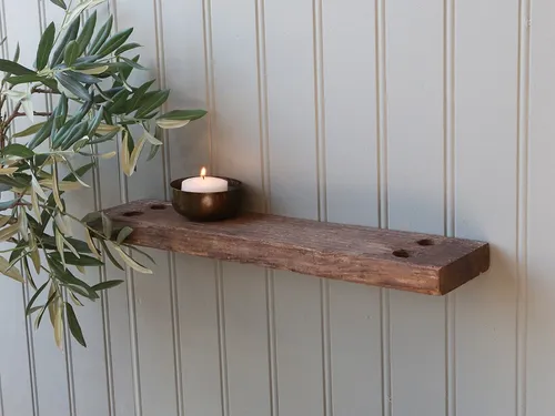 Chic Antique Grimaud Vintage Regal aus Schiffsplanke - Rustikales Holzregal mit 1 Fach, ideal für Vintage-Liebhaber. Perfekt für kleine Räume mit einer praktischen Größe von 50x10x5 cm.