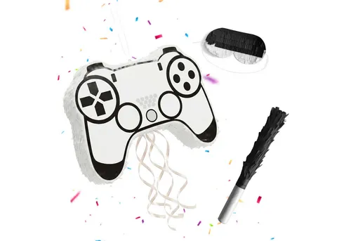 relaxdays Pinata Set mit Stab & Maske, Controller weiß