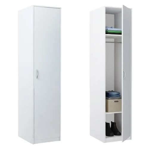 Home Collective Kleiderschrank weiß, 1 Tür, 1 Kleiderstange, 2 Einlegeböden