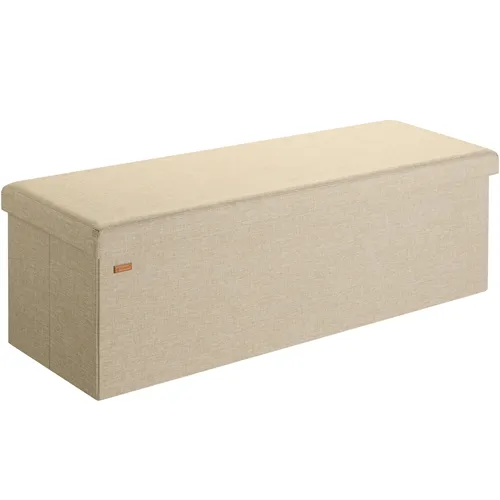 DeubaXXL DE Sitzbank Beige 115x38x38cm - Sitzbank & Aufbewahrungsbox in einem! Mit 130L Stauraum, robustem MDF-Gestell und bis zu 300 kg Belastbarkeit, ideal für Ordnung und Komfort.