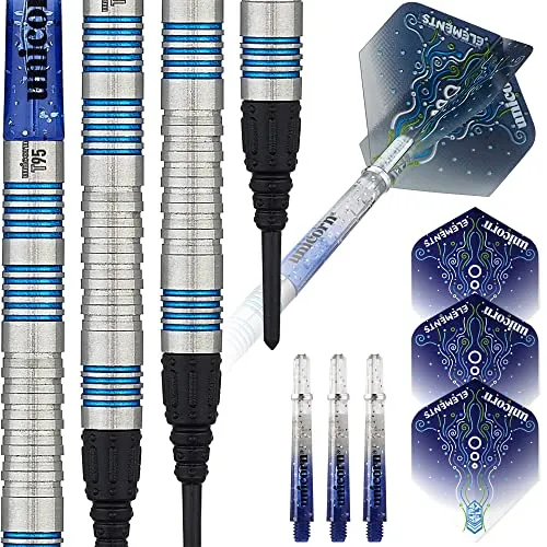 Unicorn Soft Tip Profi Darts Set | Core T95 Series Style 2 | 95% Tungsten Barrels with Blue Accents | 20g