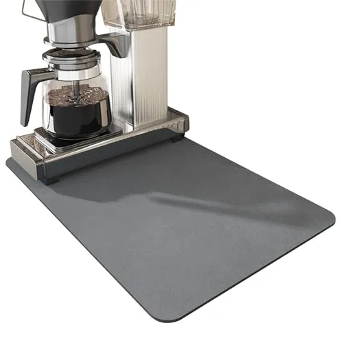 Dunkwckore Abtropfmatte Geschirr, 60 × 40cm Unterlage Kaffeemaschine, Abtropfmatte Spüle, Rutschfest Kaffeematte, Untersetzer Matte, Saugstarke Trockenmatte für Küche, Spüle, Bad, (Dunkelgrau)