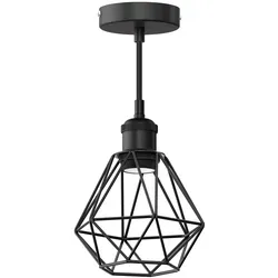 ledscom.de Vintage Pendelleuchte RETRA, schwarz, E27 Fassung, Käfig-Schirm