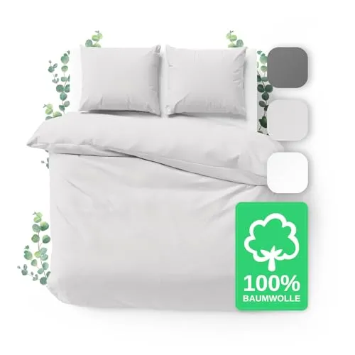 Jacobson Bettwäsche Set - 100% Baumwolle, Perkal, 3 teilig - Bettwäsche-Set aus 100% Baumwolle, atmungsaktiv und pflegeleicht, erhältlich in verschiedenen Größen für optimalen Schlafkomfort.