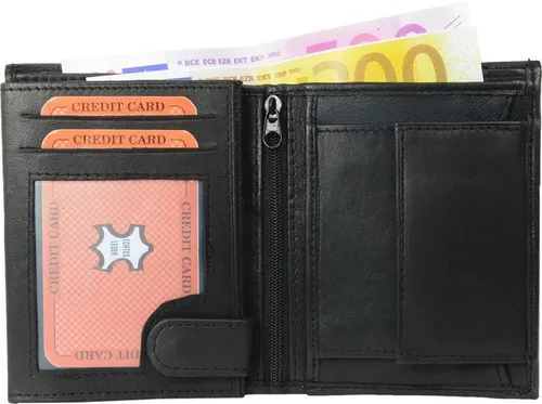 Ware aus aller Welt Geldbörse Echtleder Geldbörse schwarz Nappa-Leder Kombibörse Leder Portemonnaie (1-tlg)