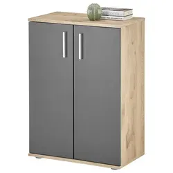 BC 1040 Kommode in Grau - Moderne Kommode mit viel Stauraum und Viking Oak Optik - Kommoden & Sideboards - Vielseitige Kommode mit natürlicher Maserung und silbernen Griffen, bietet großzügigen Stauraum und ist einfach zu montieren.