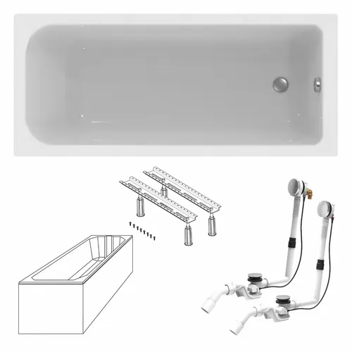 Acryl Badewanne, 170 x 75 cm, made by Ideal Standard, opt. Füße, Träger, Ablauf