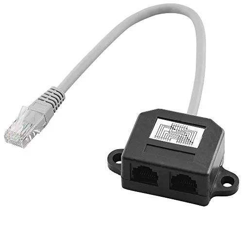BestPlug DSL LAN Netzwerk Kabel Adapter Verteiler Splitter Weiche, 1 RJ45-Stecker männlich auf 2 RJ45 Buchse Kupplung weiblich, mit 15cm Kabel, Grau