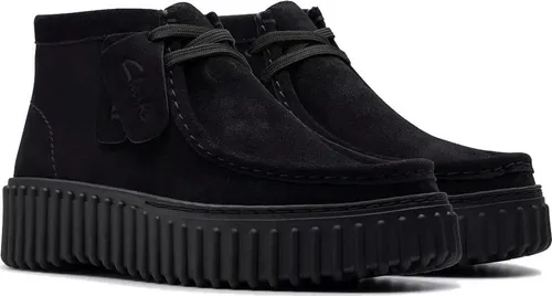 Clarks Torhill Moss Lederstiefeletten für Damen - Wanderschuhe aus schwarzem Premium-Wildleder mit herausnehmbarer Contour Cushion Einlegesohle für dauerhaften Komfort und perfekte Traktion dank flexibler Außensohle. Ideal für stilvolle Outdoor-Abenteuer.