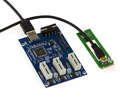 KALEA-INFORMATIQUE Riser Extension Adapter für M2 PCIe NVMe M Key Port auf 3 PCIe Ports x1.