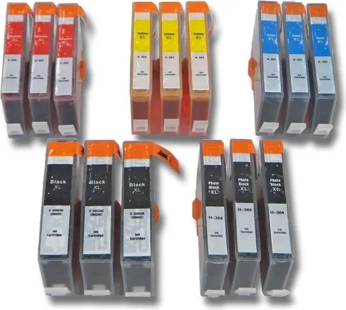 vhbw 15x Tintenpatronen kompatibel mit HP Deskjet 3520, 3522, 3070, 3070a E-All-In-One, 3070A Drucker + Chip (Kompatibel)