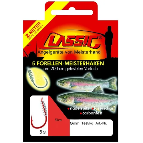 Paladin Forellenhaken Teighaken gebunden (200 cm) 5 Stk. Gr. 4 Angelhaken Trout