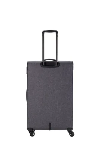 Travelite ADRIA 4-Rollen Trolley L - Anthrazit, 78 cm - Koffer mit 90/97 Litern Volumen, leichtem Gewicht von 3,4 kg und integriertem TSA-Schloss für sicheres Reisen. Ideal für Abenteurer, die viel Gepäck bequem transportieren möchten.