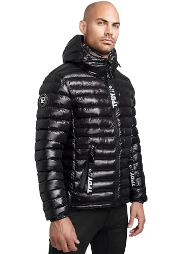 trueprodigy Herren Winterjacke Adan - Casual Puffer Jacket - Stylische warme gefütterte Steppjacke - Marken Jacke mit Reißverschluss und Kapuze glanz Schwarz
