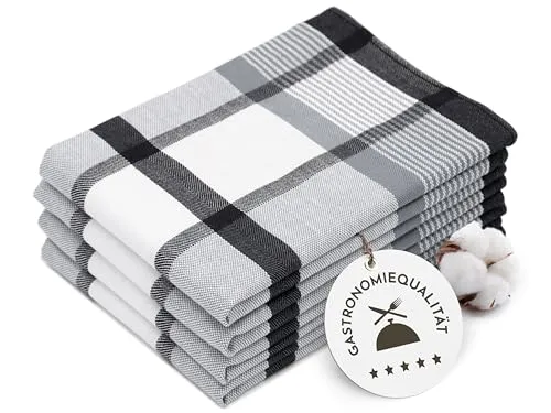 ZOLLNER 4er Set Geschirrtücher Baumwolle in 50x70 cm in schwarz von Zollner