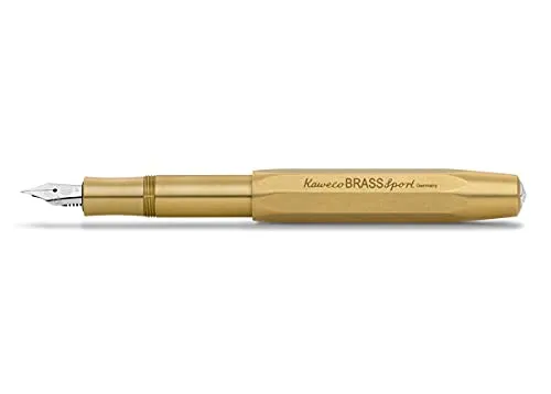 Kaweco BRASS SPORT Füllhalter I Premium Messing Füllfederhalter für Tintenpatronen mit hochwertiger Stahlfeder I Luxus Füller 13 cm I Federbreite: EF (Extra Fein)