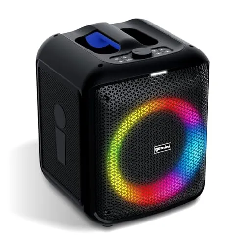 Gemini Sound GGO-Serie – GGO-650L tragbare Bluetooth-Boombox – 100W- und 200W-Modelle, LED-Partybeleuchtung, TWS-Kopplungsfunktion, Funkmikrofon, aufladbarer Akku, USB, AUX, Laufzeit von 10 Stunden