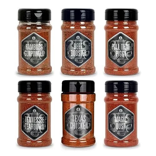 Ankerkraut BBQ Rub Set - 6 Geschmacksrichtungen für Grill-Enthusiasten - Kräuter und Gewürze für jeden Grillliebhaber. 6 Rubs für feurigen, rauchigen und süßen Geschmack ohne künstliche Zusätze!