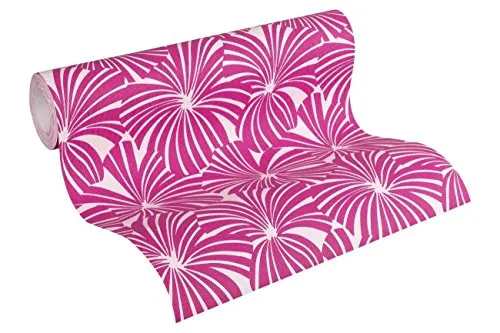 Esprit Vliestapete Play in Summer Tapete Palmenprint abstrakt 10,05 m x 0,53 m grau rot lila Made in Germany 327594 32759-4