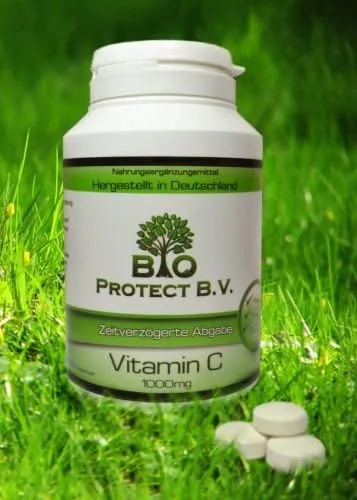 Vitamin C 1000 mg, 120 Tabletten, BioProtect Premium | Mit Hagebutte und Bioflavonoiden; zeitverzögerte Rezeptur, 4 Monate Vorrat, praktische Ergänzung für den Alltag hochdosiert