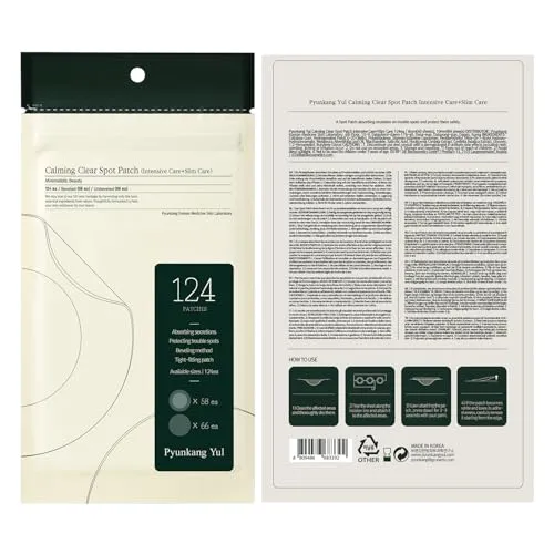 Pyunkang Yul Beruhigendes Clear Spot Patch (Intensiv + Slim Care), 124 Stück – Hydrokolloid-Akne-Pflaster, einfache und unsichtbare Abdeckung von Pickeln, Hautunreinheiten und Pickeln für Nase, Kinn u