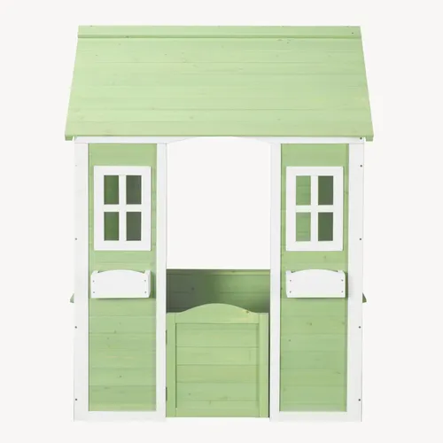Kinderspielhaus 'Kuoldsvin' aus Tannenholz, 144 x 102 x 90 cm, Grün/Weiß