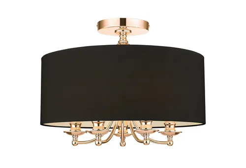 Licht-Erlebnisse Deckenleuchte HALDEN, ohne Leuchtmittel, Stoff Metall in Gold Schwarz 5x E14 rund Ø 50 cm
