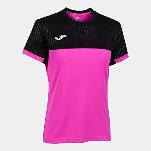 Joma Damen Kurzarm Montreal T-Shirt, Neonrosa, Schwarz, S