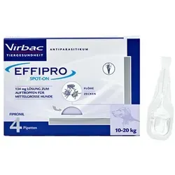 Effipro 134 mg für mittelgroße Hunde - 4 St - Tiergesundheit - Effektive Floh- und Zeckenlösung für mittelgroße Hunde, rezeptfrei erhältlich, von Virbac für optimalen Schutz.
