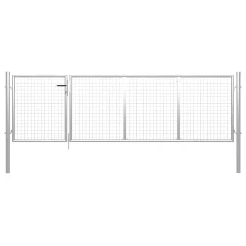 vidaXL Gartentor aus Stahl 350 x 100 cm in Silber - Robustes Gartentor aus Hochleistungsstahl, rost- und korrosionsbeständig. Ideal für sicheren Zugang zu Ihrem Garten oder Ihrer Terrasse, inklusive Schloss und 3 Schlüsseln.