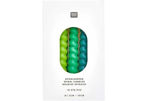 Rico Design Formkerze Spiralkerzen, Grün Mix, 10 Stk, Ø 1,2 cm x 10 cm hoch