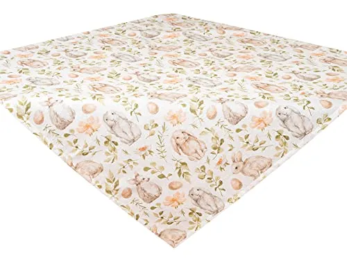 beties „Hoppel Mitteldecke ca. 80x80 cm Tischdecke Übertischtuch Decker Deckserviette Napperon für Esszimmer Couchtisch im süßen Häschen-Motiv Baumwollmischung
