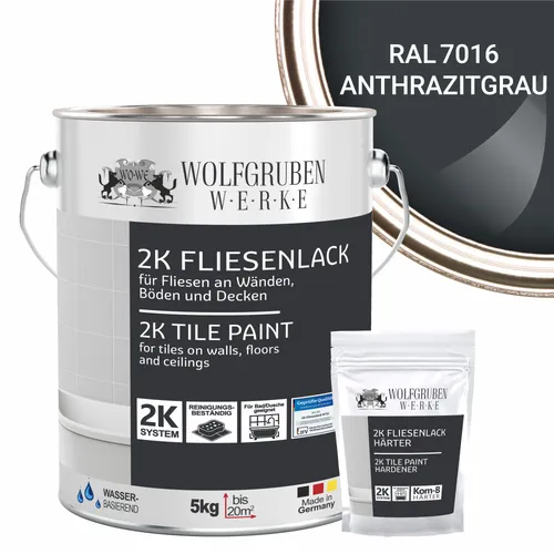 WO-WE 2K Fliesenlack W712 - Seidenglänzend, 5Kg - Fliesenlacke für Innen und Außen, lösemittelfrei und schlagfest. Ideal für Boden- und Wandfliesen, bietet hohe Deckkraft und Wasserbeständigkeit.