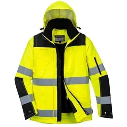 Portwest Warnschutz 3 in 1 Winterjacke C469 - Gelb/Schwarz M - Funktionsjacken mit abnehmbaren Ärmeln, wasserdicht und bis -40°C kälteschutzzertifiziert, ideal für anspruchsvolle Arbeitsbedingungen.