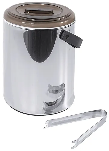 Contacto Eiswürfelbehälter aus Edelstahl mit perforiertem Einsatz - Dosen für Eiswürfel, 2000 ml Fassungsvermögen, ideal zum komfortablen Transport von Eiswürfeln dank praktischem Tragebügel und Sichtdeckel.