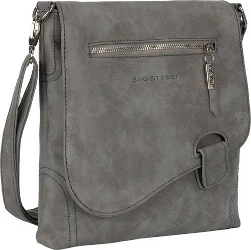 Bag Street Umhängetasche T0104 GRAU - Stylische Umhängetasche aus weichem Kunstleder im Used-Look, ideal für den Alltag. Mit verstellbarem Schulterriemen und mehreren Fächern für optimale Organisation.