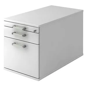 Hammerbacher Rollcontainer R-Serie, weiß, abschließbar mit Hängeregistratur - Rollcontainer aus Holz, ideal für Büroorganisation. Mit 2 Schüben und 1 Hängeregistratur, abschließbar und mit hochwertiger Verarbeitung für maximale Sicherheit.