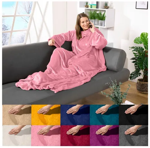 Wohndecke tragbare Ganzkörperdecke Kuscheldecke Ärmeldecke, heimtexland, flauschige Ärmel Decke I Soft Flanell I Geschenk Wohlfühlen