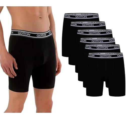 Qotton Boxershorts Herren 6er Pack Schwarz - Bequeme Boxershorts aus atmungsaktiver Baumwolle, perfekt für jeden Tag. Der elastische Bund sorgt für einen rutschfesten Sitz, ideal für Sport und Freizeit. Etikettenfrei für höchsten Tragekomfort.
