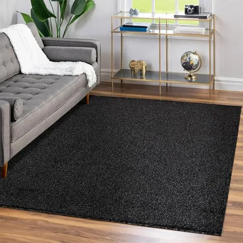 Teppium Moderner Kurzflor Teppich Läufer Flur 80 x 150 cm Anthrazit - Waschbarer Teppich, Flauschig und Weich - Ideal als Bettvorleger im Schlafzimmer, Küchenläufer oder Wohnzimmerteppich