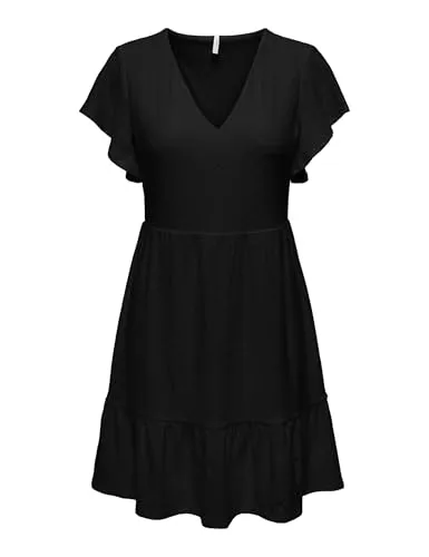 ONLY Onlsandra S/S V-Neck Dress JRS in schwarz von ONLY