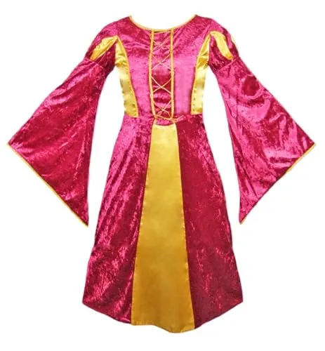 Das Kostümland Burgfräulein Prinzessin Helena für Mädchen - Burgunderrot Gold (Burgunderrot, 128)