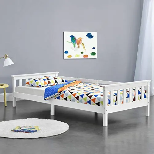 [en.casa] Kinderbett mit Stauraum 90x200 cm - Stabil und praktisch - Betten für Kinder: Stabil und platzsparend mit Stauraum unter dem Bett, ideal für jedes Kinderzimmer. Belastbarkeit bis 100 kg, einfache Montage.
