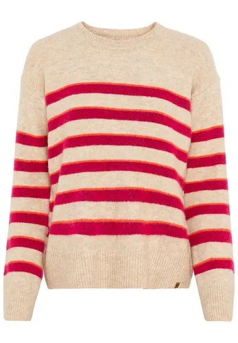 camel active Damen Sweatshirt 309570/2k40, Straw Fantasy, L EU - Sweatshirt für Damen mit leicht überschnittenen Schultern und herbstlichem Streifenmuster, ideal für lässige Outfits.