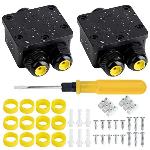 Tunejoy Abzweigdose Wasserdichte Verteilerdose Aussen 3-Wege-Verbindungsdose IP68 Elektrischer Außenverteilerdose Kabelspezifikation Ø4mm-15mm 2 STÜCKE