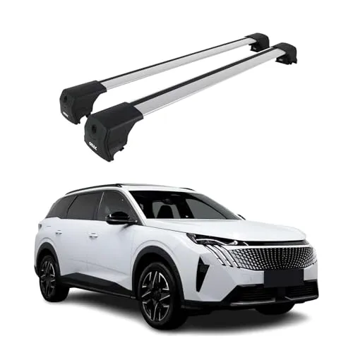 OMAC Dachträger für Peugeot 5008 (2024-2025) - Abnehmbarer Aluminium Grundträger - Dachgepäckträger aus hochwertigem Aluminium, wasserbeständig und leicht. Ideal für Fahrräder, Ski und Gepäckboxen. Aerodynamisches Design reduziert Windgeräusche und verbessert die Fahrt.