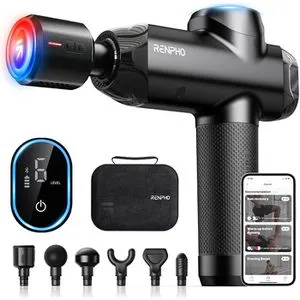 RENPHO Power+ Thermal Cool Massage Gun - Massagegerät mit App-gesteuerter Heiz- und Kühlfunktion für optimale Muskelentspannung. 6 Massageköpfe und 6 Intensitätsstufen bieten individuelle Erholung und verbessern Ihre Trainingsleistung.