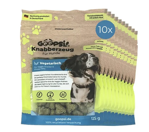 GOOPSI Hundeleckerli Vegetarisch 125g - getreidefrei & ohne Zucker - 100 % natürliche, pflanzliche Zutaten für alle Hunde. Ideal für empfindliche Vierbeiner – schmackhaft, leicht verdaulich und perfekt zum Teilen!