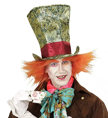 shoperama Verrückter Hutmacher ZYLINDER mit HAAREN Mad Hatter Kostüm Hut Perücke